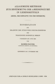 Allgemeine Methode zur Bestimmung der Ameisensäure in Lebensmitteln: Honig, Fruchtsäfte und Fruchtsirupe