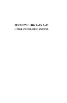 Discogenic low back pain : lumbar spondylodesis revisited