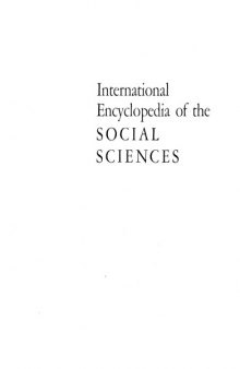 International encyclopedia of the social sciences volume 12