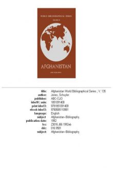 Afghanistan (World Bibliographical Series)