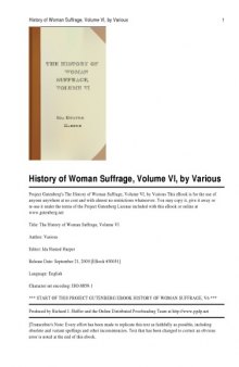 History of Woman Suffrage, Volume 6