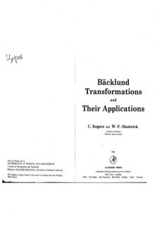 Backlund Transformations and Their Applns