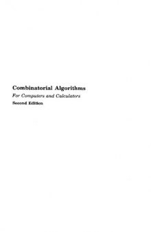 Combinatorial Algorithms for Computers and Calculators, Second Edition (Computer Science and Applied Mathematics)  
