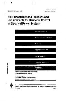 IEEE Std 519-1992 Recommended Practices and Requirements for Harmonic Control in Electrical Power Systems, IEEE Std 519-1992
