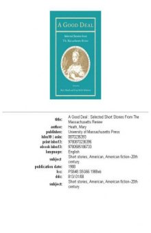 A Good deal: selected short stories from The Massachusetts review
