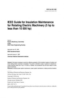 IEEE Guide for Insulation Maintenance for Rotatingelectrical Machinery (5 HP to Less Than 10....