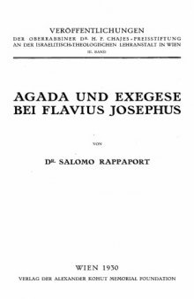 Agada und Exegese bei Flavius Josephus 