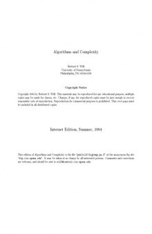 Algorithms and complexity