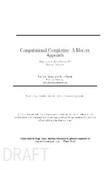 Computational Complexity: A Modern Approach