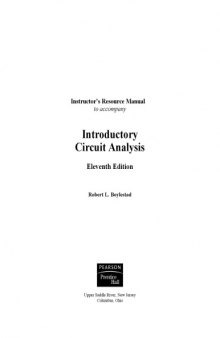 Instructor’s Resource Manual, Introductory Circuit Analysis, Eleventh Edition 