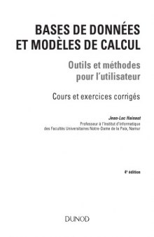 Bases de données et modèles de calcul : Outils et méthodes pour l'utilisateur Cours et exercices corrigés