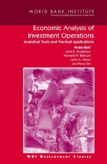Economic Analysis of Investment Operations: Analytical Tools and Practical Applications (WBI Development Studies)