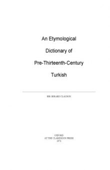 An Etymological Dictionary of Pre-thirteenth Century Turkish