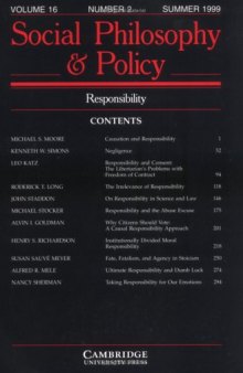 Responsibility: Volume 16, Part 2 (Social Philosophy and Policy)