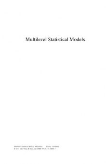 Multilevel Statistical Models, 4th Edition
