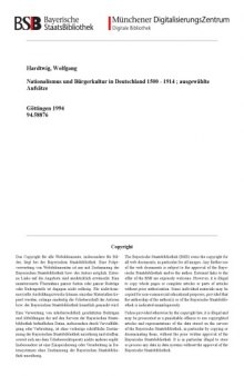 Nationalismus und Bürgerkultur in Deutschland, 1500-1914: Ausgewählte Aufsatze (SAMMLUNG VANDENHOECK)