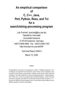 An empirical comparison of C,C++,Java,Perl,Python,Rexx,and Tcl for a search-string processing program