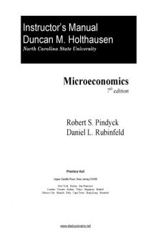Microeconomics, Instructor Solution Manual