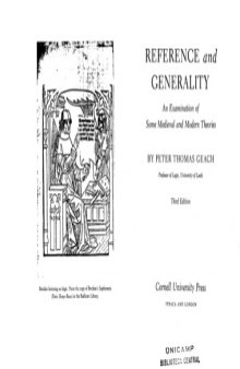 Reference and Generality: An Examination of Some Medieval and Modern Theories (Contemporary Philosophy)