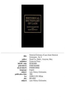 Historical Dictionary of Laos (Historical Dictionaries of Asia, Oceania, and the Middle East)