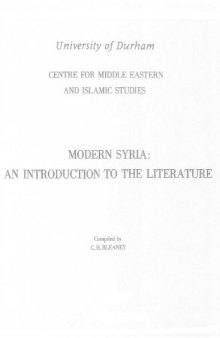 Modern Syria: An Introduction to the Literature 