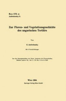 Zur Floren- und Vegetationsgeschichte des ungarischen Tertiärs