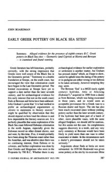 Early Greek Pottery on Black Sea Sites?