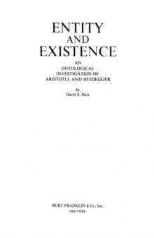 Entity and Existence: An Ontological Investigation of Aristotle and Heidegger