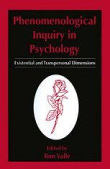 Phenomenological Inquiry in Psychology: Existential and Transpersonal Dimensions
