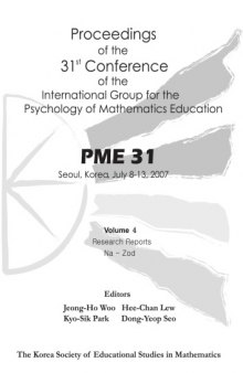 Proceedings of the 31st Conference of the International Group for the Psychology of Mathematics Education Volume 1