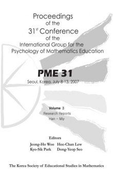 Proceedings of the 31st Conference of the International Group for the Psychology of Mathematics Education Volume 3