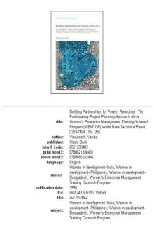 Building partnerships for poverty reduction: the participatory project planning approach of the Women's Enterprise Management Training Outreach Program (WEMTOP)