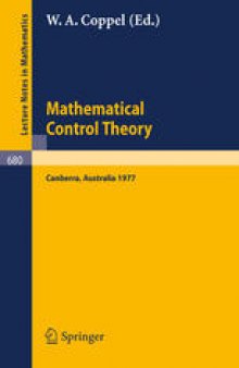 Mathematical Control Theory: Proceedings, Canberra, Australia, August 23 – September 2, 1977