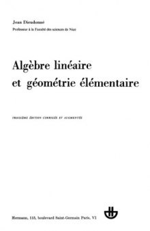 Algebre Lineaire Et Geometric Elementaire