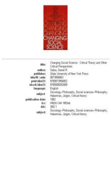 Changing social science: critical theory and other critical perspectives