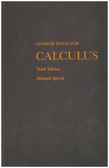 Answer Book for Calculus 