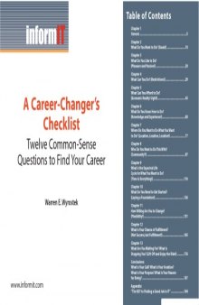 A Career-Changer’s Checklist: Twelve Common-Sense Questions to Find Your Career