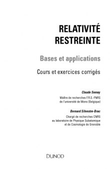 Relativité restreinte - Bases et applications - Cours et exercices corrigés - 2e éditon