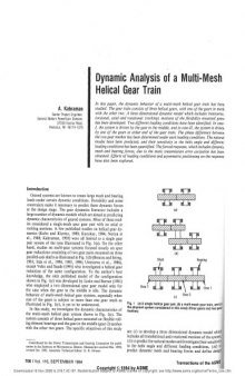 Dynamic Analysis of a Multi-Mesh  Helical Gear Train