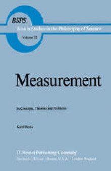 Measurement: Its Concepts, Theories and Problems