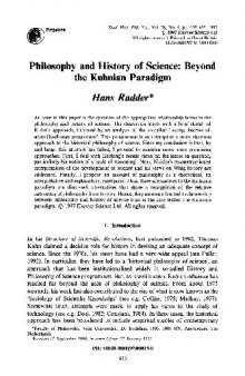 Philosophy And History Of Science. Beyond The Kuhnian Paradigm