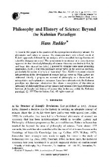 Philosophy And History Of Science. Beyond The Kuhnian Paradigm