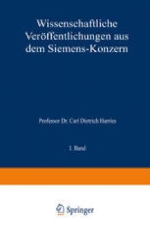 Wissenschaftliche Veröffentlichungen aus dem Siemens-Konzern: I. Band