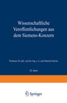 Wissenschaftliche Veröffentlichungen aus dem Siemens-Konzern: III. Band