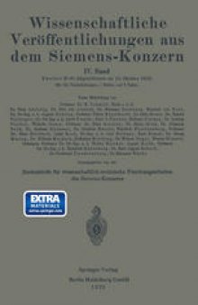 Wissenschaftliche Veröffentlichungen aus dem Siemens-Konzern: IV. Band. Zweites Heft