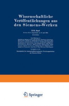 Wissenschaftliche Veröffentlichungen aus den Siemens-Werken: XVII. Band. Drittes Heft