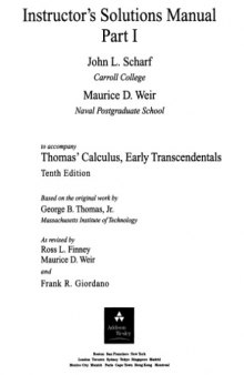 Teacher's solutions manual for Thomas's Calculus, Early Transcendentals 10ed.