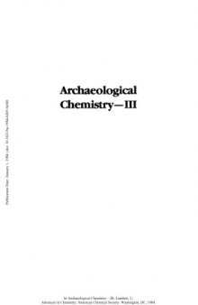 Archaeological Chemistry- III