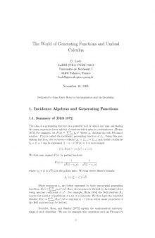 The World of Generating Functions and Umbral Calculus