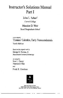 Thomas' Calculus, Early Trascendentals Instructors Solutions Manual